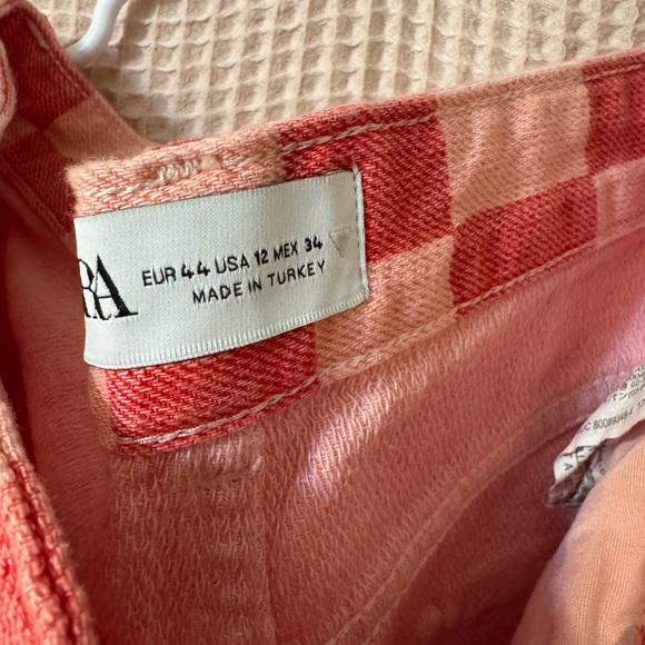 Zara Pink and White Checkered Wide Leg Pants - Picture 2 of 3